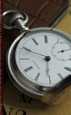 競走馬を走らせる紳士 ロンジンの銀無垢アンティーク懐中時計 【1884年頃】-P2380-7