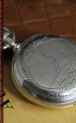 競走馬を走らせる紳士 ロンジンの銀無垢アンティーク懐中時計 【1884年頃】-P2380-8