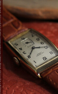 英国ベンソン 品のある縦長の金無垢アンティーク腕時計 【1949年頃】-W1636-10