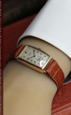 英国ベンソン 品のある縦長の金無垢アンティーク腕時計 【1949年頃】-W1636-16