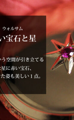 赤い宝石と美しい文字盤 ウォルサムのアンティーク懐中時計 【1895年頃】 箱付き-P2383-0