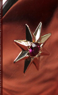 赤い宝石と美しい文字盤 ウォルサムのアンティーク懐中時計 【1895年頃】 箱付き-P2383-14