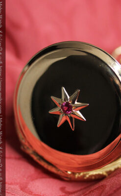 赤い宝石と美しい文字盤 ウォルサムのアンティーク懐中時計 【1895年頃】 箱付き-P2383-18