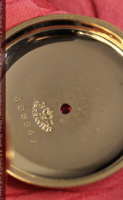 赤い宝石と美しい文字盤 ウォルサムのアンティーク懐中時計 【1895年頃】 箱付き-P2383-19