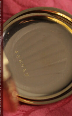 赤い宝石と美しい文字盤 ウォルサムのアンティーク懐中時計 【1895年頃】 箱付き-P2383-21