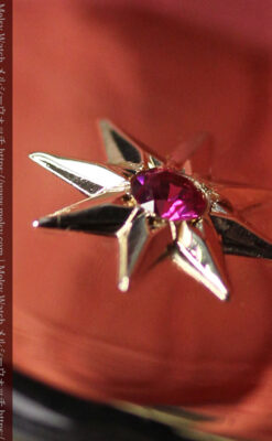 赤い宝石と美しい文字盤 ウォルサムのアンティーク懐中時計 【1895年頃】 箱付き-P2383-4