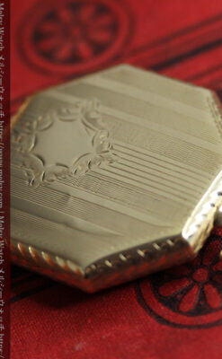 八角形 ウォルサムの金無垢アンティーク懐中時計 【1914年頃】金彩文字盤-P2384-6