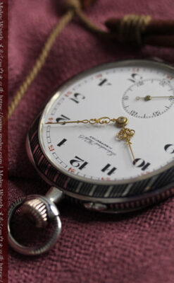 IWC 黒と銀のニエロ装飾に美しい針が映える銀無垢アンティーク懐中時計 【1918年頃】-P2385-10