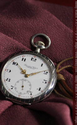 IWC 黒と銀のニエロ装飾に美しい針が映える銀無垢アンティーク懐中時計 【1918年頃】-P2385-16