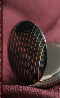 IWC 黒と銀のニエロ装飾に美しい針が映える銀無垢アンティーク懐中時計 【1918年頃】-P2385-21