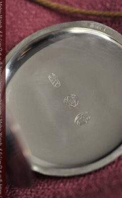 IWC 黒と銀のニエロ装飾に美しい針が映える銀無垢アンティーク懐中時計 【1918年頃】-P2385-24