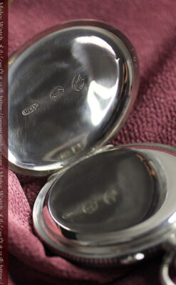 IWC 黒と銀のニエロ装飾に美しい針が映える銀無垢アンティーク懐中時計 【1918年頃】-P2385-26