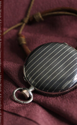 IWC 黒と銀のニエロ装飾に美しい針が映える銀無垢アンティーク懐中時計 【1918年頃】-P2385-6