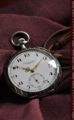 IWC 黒と銀のニエロ装飾に美しい針が映える銀無垢アンティーク懐中時計 【1918年頃】-P2385-7