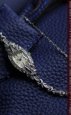 総金無垢ハミルトンの女性用アンティーク腕時計 ダイヤモンド38石 【1950年頃】箱付き-W1639-10