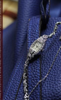 総金無垢ハミルトンの女性用アンティーク腕時計 ダイヤモンド38石 【1950年頃】箱付き-W1639-11