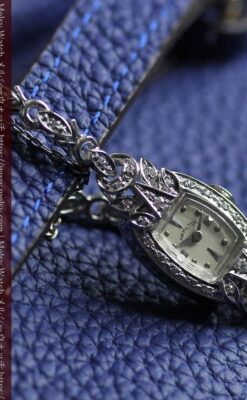 総金無垢ハミルトンの女性用アンティーク腕時計 ダイヤモンド38石 【1950年頃】箱付き-W1639-12