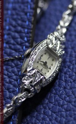 総金無垢ハミルトンの女性用アンティーク腕時計 ダイヤモンド38石 【1950年頃】箱付き-W1639-13