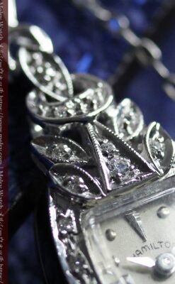 総金無垢ハミルトンの女性用アンティーク腕時計 ダイヤモンド38石 【1950年頃】箱付き-W1639-16