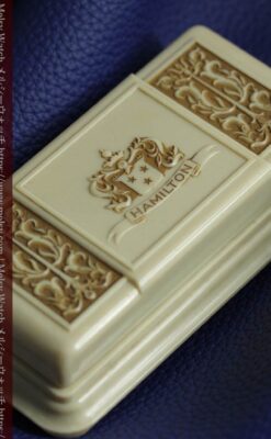 総金無垢ハミルトンの女性用アンティーク腕時計 ダイヤモンド38石 【1950年頃】箱付き-W1639-23