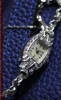 総金無垢ハミルトンの女性用アンティーク腕時計 ダイヤモンド38石 【1950年頃】箱付き-W1639-6