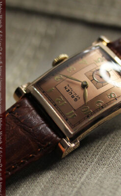 ローズ色&特殊な長方形 グリュエンのアンティーク腕時計 【1942年頃】銀ベゼル-W1640-11