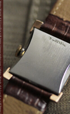 ローズ色&特殊な長方形 グリュエンのアンティーク腕時計 【1942年頃】銀ベゼル-W1640-16