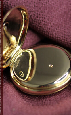 ダイヤモンドに上品な金彩装飾 エルジンの金無垢アンティーク懐中時計 【1905年頃】-P2386-20