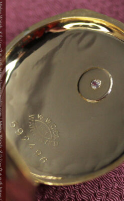 ダイヤモンドに上品な金彩装飾 エルジンの金無垢アンティーク懐中時計 【1905年頃】-P2386-22