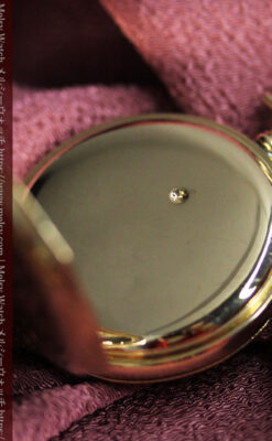 ダイヤモンドに上品な金彩装飾 エルジンの金無垢アンティーク懐中時計 【1905年頃】-P2386-23