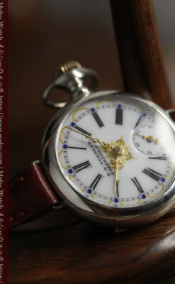 青く澄んだ蒼玉に金銀が美しいウォルサムのアンティーク腕時計 【1900年頃】-W1641-12