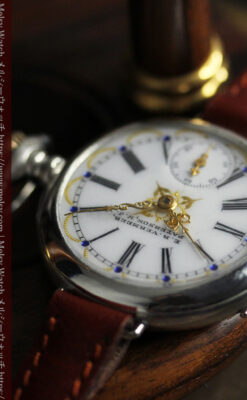 青く澄んだ蒼玉に金銀が美しいウォルサムのアンティーク腕時計 【1900年頃】-W1641-13