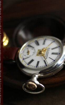 青く澄んだ蒼玉に金銀が美しいウォルサムのアンティーク腕時計 【1900年頃】-W1641-15