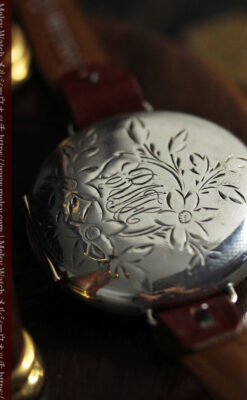 青く澄んだ蒼玉に金銀が美しいウォルサムのアンティーク腕時計 【1900年頃】-W1641-16