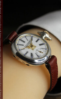 青く澄んだ蒼玉に金銀が美しいウォルサムのアンティーク腕時計 【1900年頃】-W1641-22