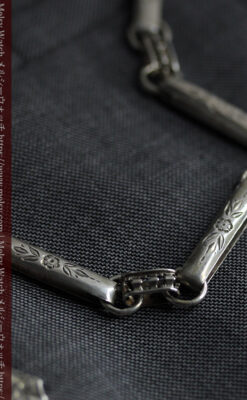 美しい銀の十字と品を感じる銀無垢アンティーク懐中時計チェーン-C0515-12