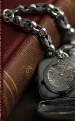 銀の英国製硬貨入れ付き銀無垢アンティーク懐中時計チェーン-C0581-10