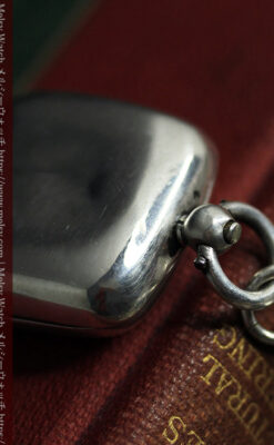 銀の英国製硬貨入れ付き銀無垢アンティーク懐中時計チェーン-C0581-11