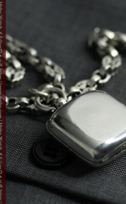 銀の英国製硬貨入れ付き銀無垢アンティーク懐中時計チェーン-C0581-20