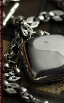 銀の英国製硬貨入れ付き銀無垢アンティーク懐中時計チェーン-C0581-6