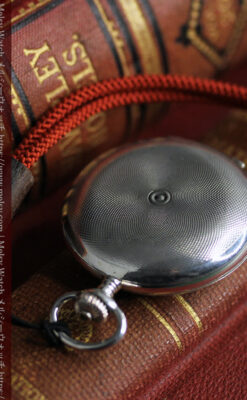 紅色の数字に金細工 オメガの銀無垢アンティーク懐中時計 【1910年製】-P2387-10