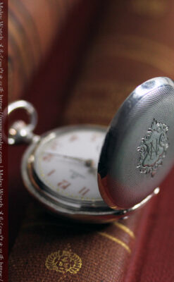 紅色の数字に金細工 オメガの銀無垢アンティーク懐中時計 【1910年製】-P2387-13