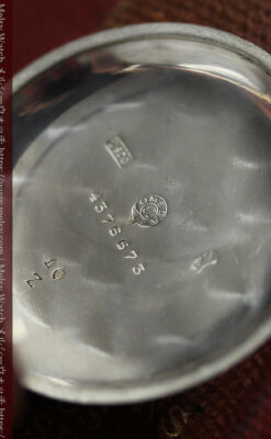 紅色の数字に金細工 オメガの銀無垢アンティーク懐中時計 【1910年製】-P2387-14