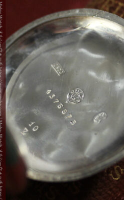 紅色の数字に金細工 オメガの銀無垢アンティーク懐中時計 【1910年製】-P2387-15