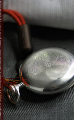 紅色の数字に金細工 オメガの銀無垢アンティーク懐中時計 【1910年製】-P2387-24