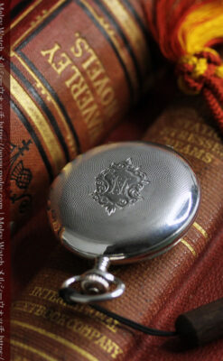 紅色の数字に金細工 オメガの銀無垢アンティーク懐中時計 【1910年製】-P2387-9