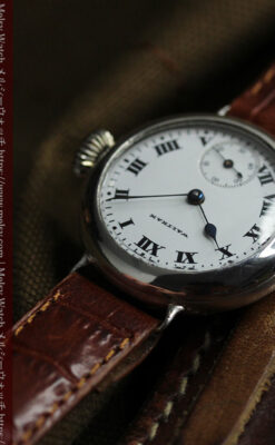 騎士の彫りを持つウォルサム 銀無垢アンティーク腕時計 【1915年製】-W1438-15