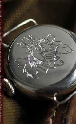 騎士の彫りを持つウォルサム 銀無垢アンティーク腕時計 【1915年製】-W1438-6