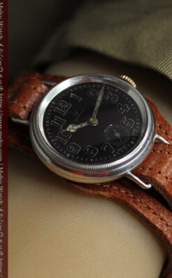 オメガ 希少な黒文字盤の銀無垢アンティーク腕時計 【1917年頃】-W1655-22