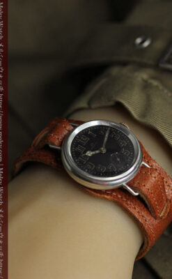 オメガ 希少な黒文字盤の銀無垢アンティーク腕時計 【1917年頃】-W1655-23